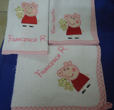 peppa pig napkins embroidered design