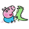 Peppa Pig with caterpillar machine embroidery design