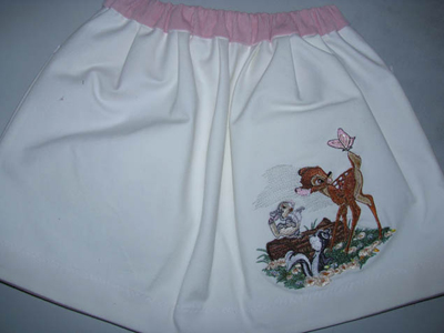 skirt with bambi machine embroidery design