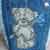 Teddy bear machine embroidery toyletry bag in blue