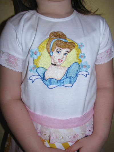 cinderella embroidery design on shirt