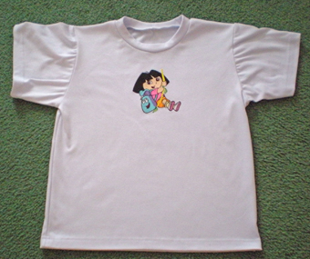 shirt with dora explorer machine embroidery
