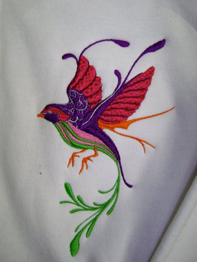 jacket with fantastic bird embroidery