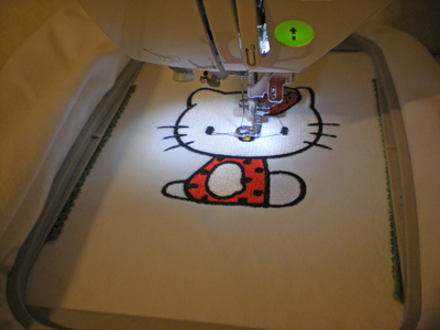 hello kitty embroidered in hoop
