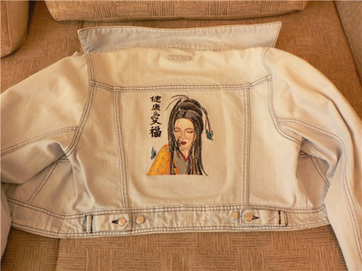 Jacket with Geisha embroidery design