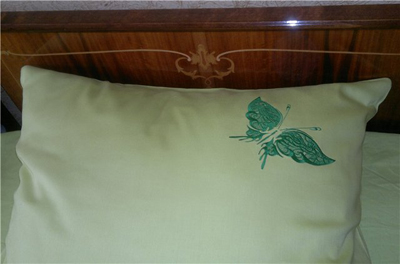 pillow with fantastic butterfly embroidery