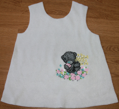 girl dress with teddy bear embroidery design