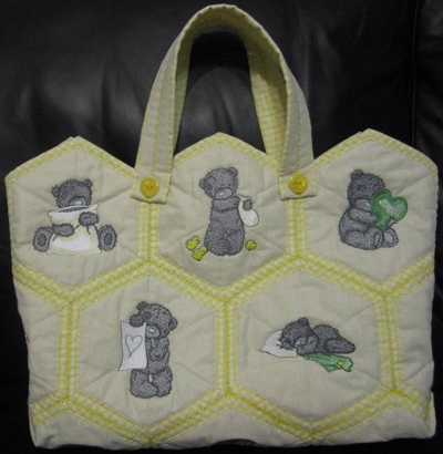 teddy bear embroidered bag design