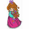 Cute Girl with roses machine embroidery design