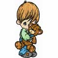 Boy with bear machine embroidery design