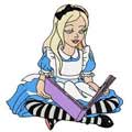 Alice reading book machine embroidery design