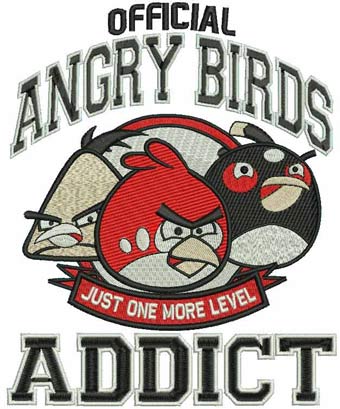 Angry Birds addict embroidery design
