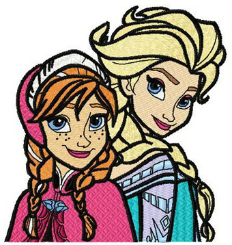 Anna and Elsa 3 machine embroidery design
