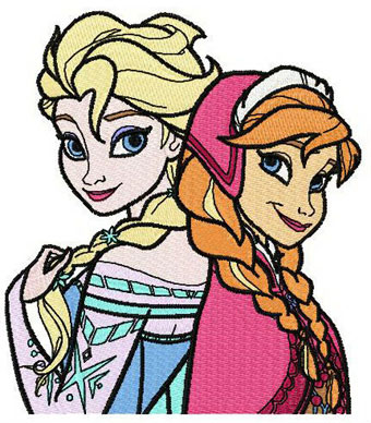 Anna and Elsa together 2 machine embroidery design