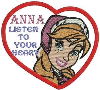Anna with heart machine embroidery design
