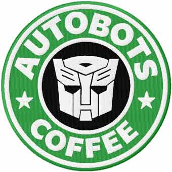 Autobots coffee logo machine embroidery design