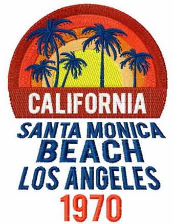 California beach embroidery design