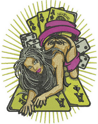 Casino Girl machine embroidery design