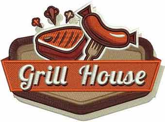 Grill house logo embroidery design