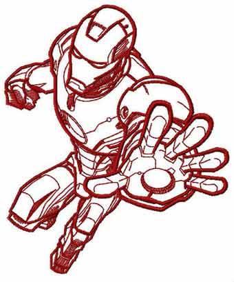 Iron Man sketch embroidery design