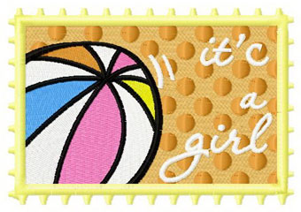 Postage stamp It's a girl embroidery design