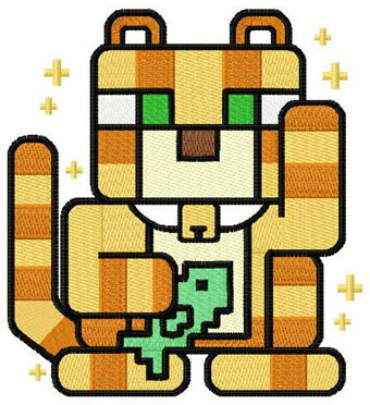 Minecraft cat machine embroidery design