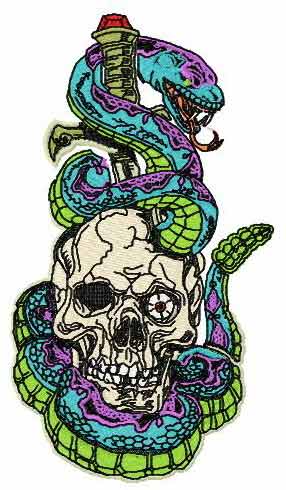 Scull and snake machine embroidery design