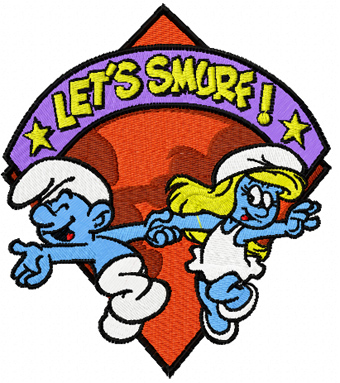 Lets Smurf machine embroidery design