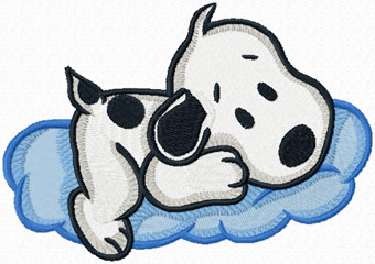 Snoopy on a cloud machine embroidery design