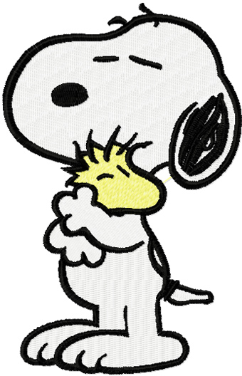 Snoopy with small friend machine embroidery design