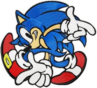 Sonic the Hedgehogi like game machine embroidery design 