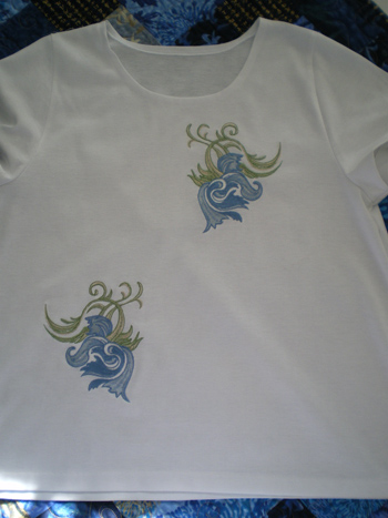 t-shirt with free flower machine embroidery