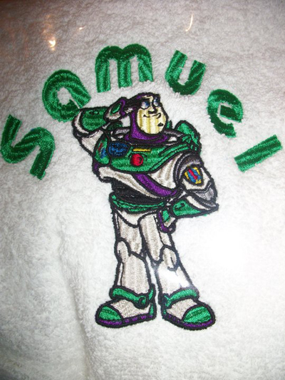 towel with buzz toy story design