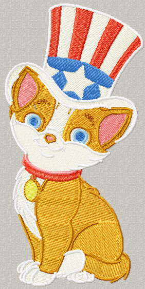 Independent day Happy cat machine embroidery design