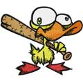Nervous duck with a baseball bat machine embroidery design