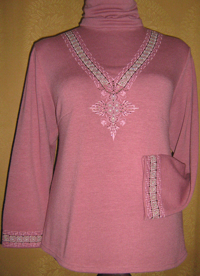 sweater with free machine embroidery design