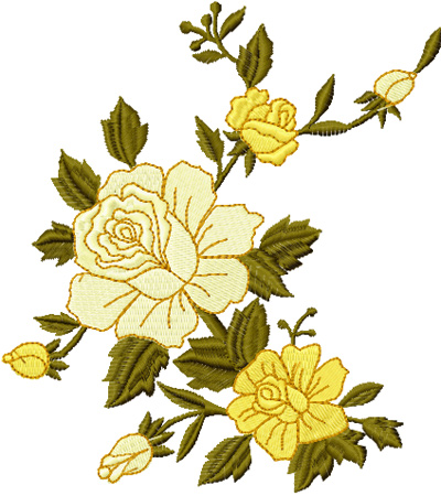 yellow rose free machine embroidery design