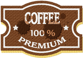 Vintage Coffee Premium label machine embroidery design