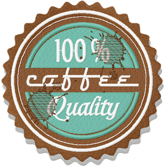 Coffee Label with spots machine embroidery design