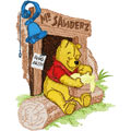 Winnie Pooh and honey machine embroidery design