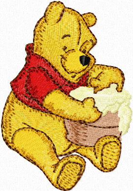 Winnie Pooh with honey machine embroidery design