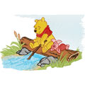 Winnie Pooh to the river machine embroidery design