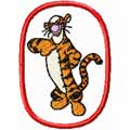 Tiger in oval frame machine embroidery design