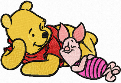 Winnie Pooh and Piglet We relax machine embroidery design