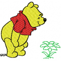 Winnie Pooh with flower machine embroidery design