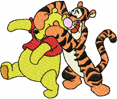 Winnie Pooh and tiger machine embroidery design 