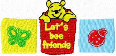 Winnie Pooh Let*s bee friends machine embroidery design
