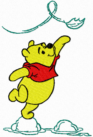 Winnie Pooh with leaves machine embroidery design