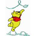 Winnie Pooh with leaves machine embroidery design