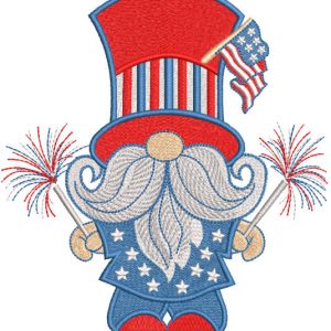 4th of July Gnome Patriotic embroidery design